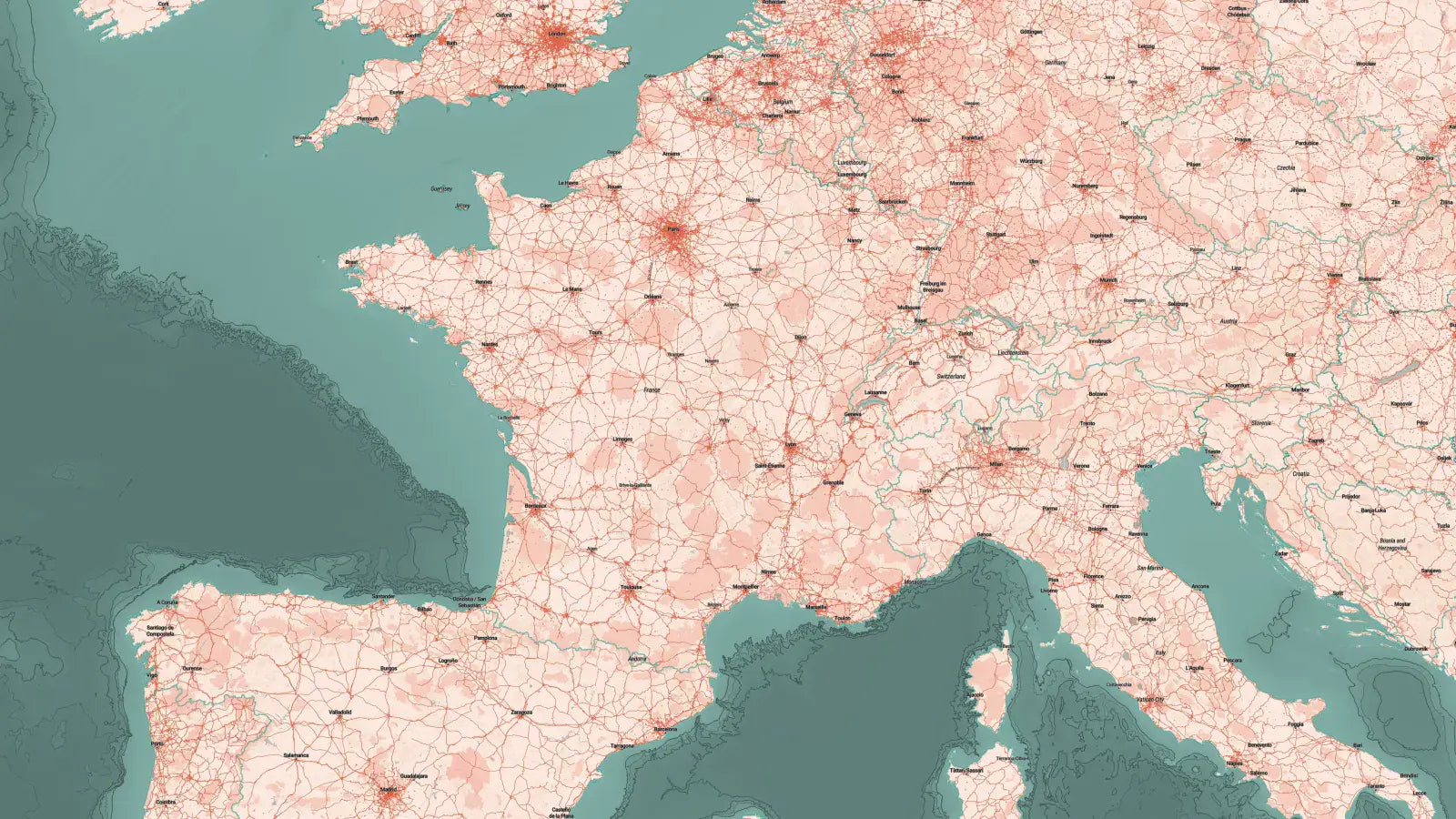 France map, Carto Dawn style