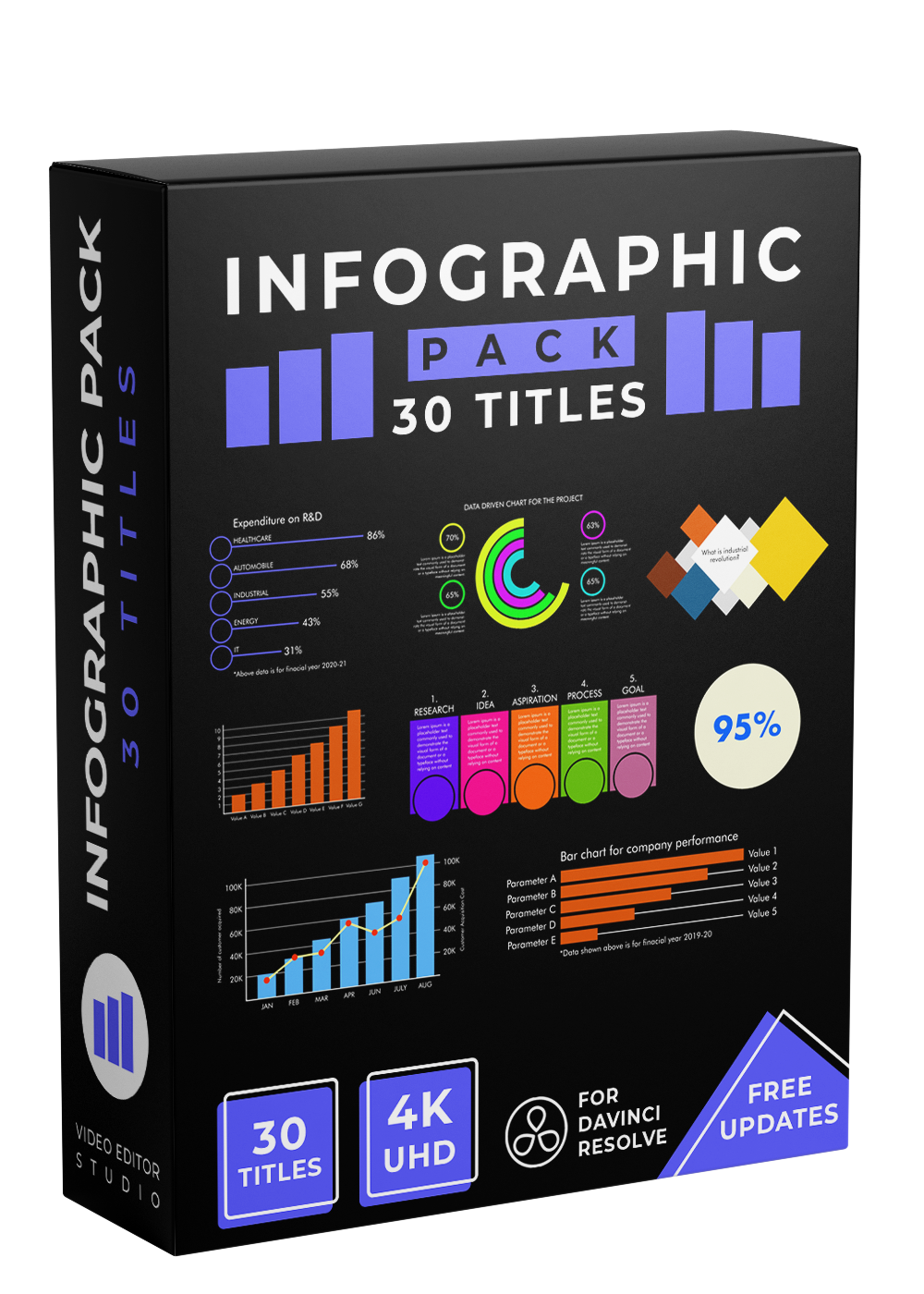 Infographics Title Pack For Davinci Resolve VIDEO EDITOR STUDIO Infographics title pack for davinci resolve video editor studio