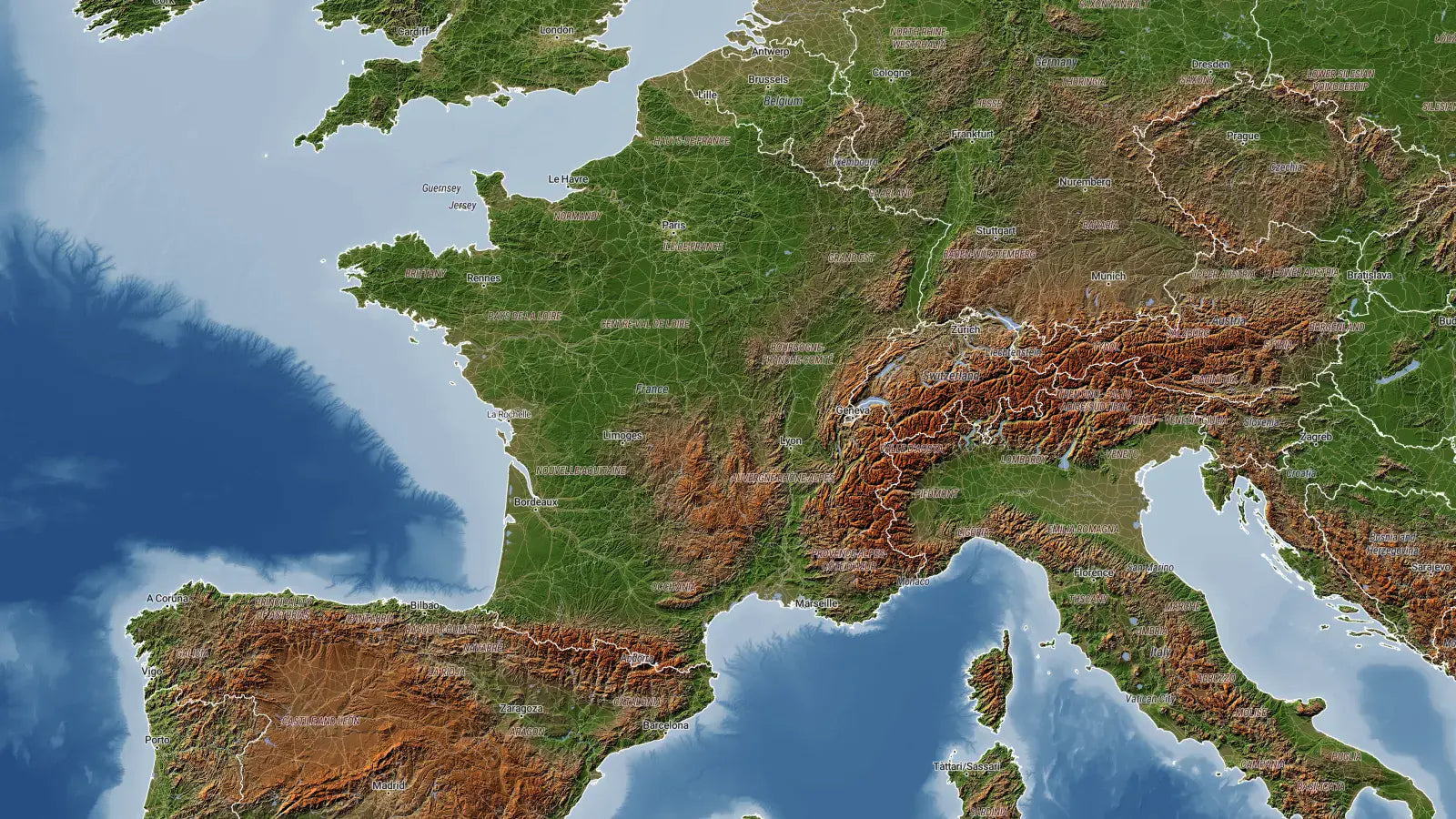 France map, Atlas style