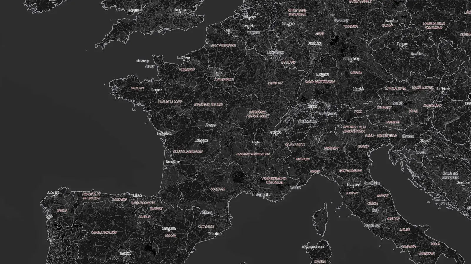 France map, Street Dark style