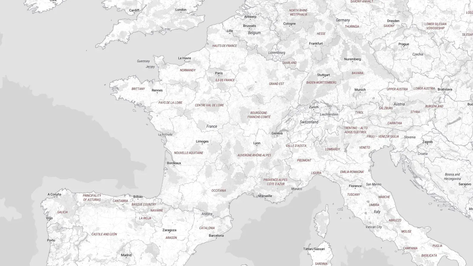 France map, Street Light style