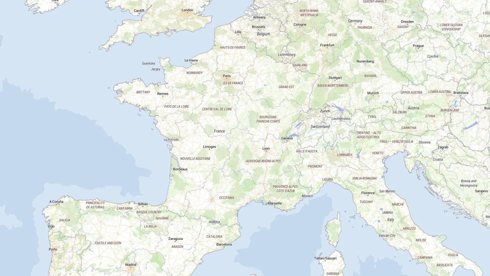 France map, Street Map style