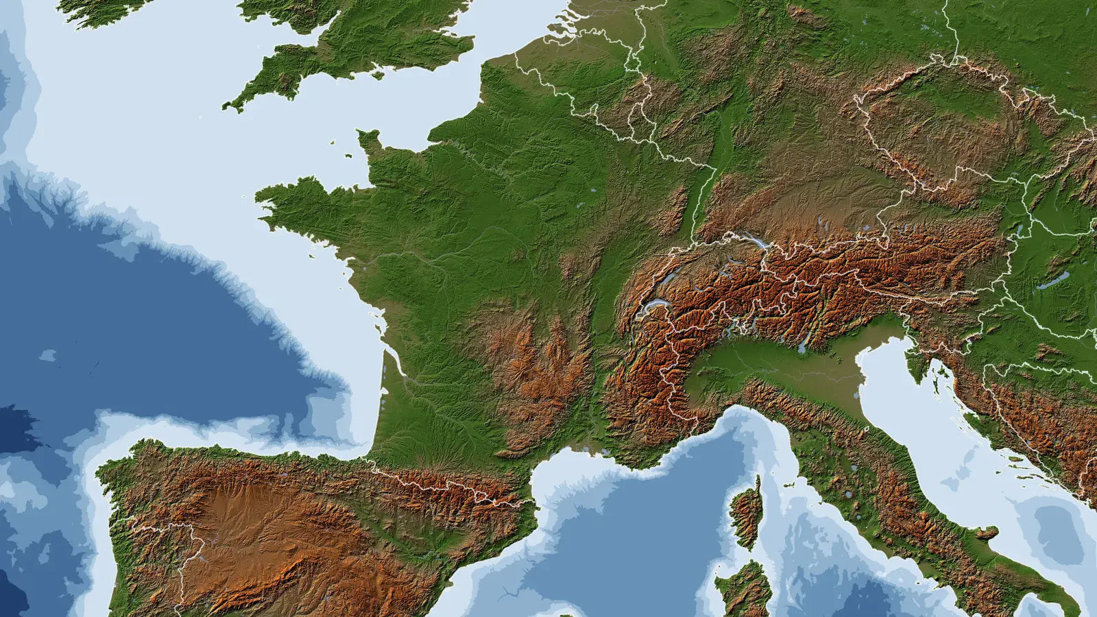 France map, Topography style