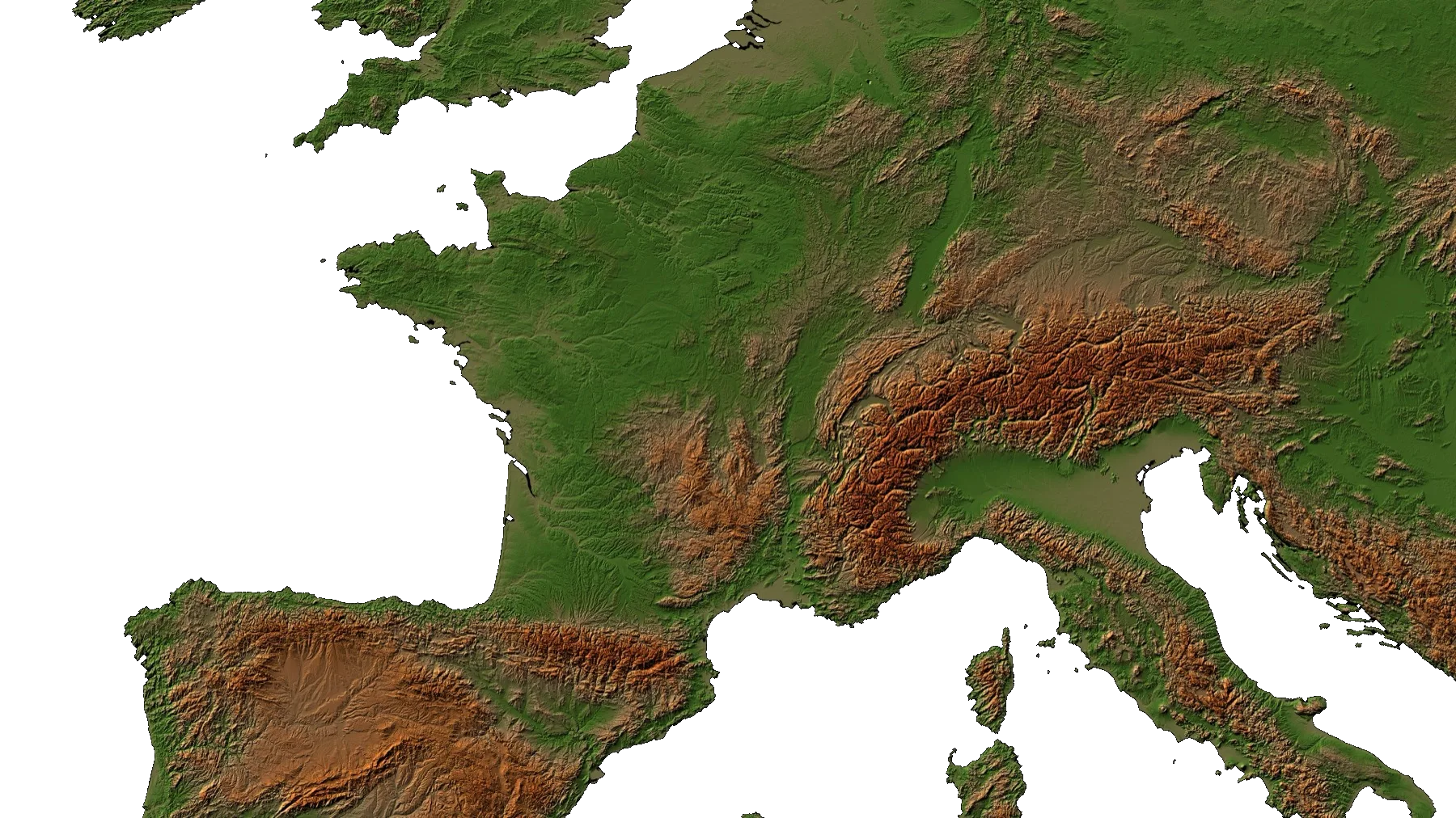 Terrain layer, land only